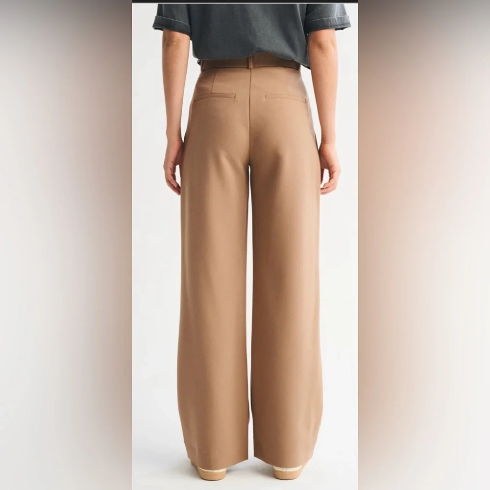 Abercrombie & Fitch Sloane Wide-Leg Trouser/Pants in Brown/Camel Size 28/6R NWT - Picture 4 of 9